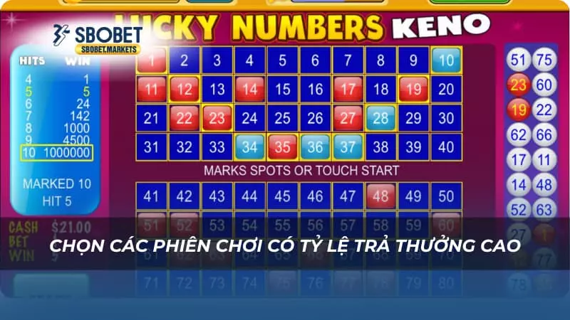 Chọn các phiên chơi có tỷ lệ trả thưởng cao